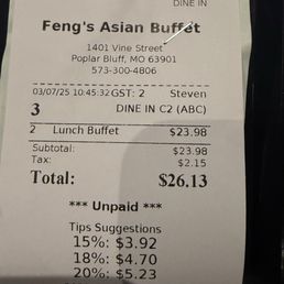 Price for 2 adults during lunch
