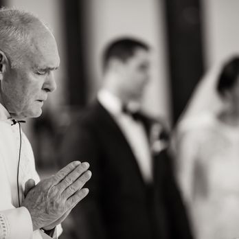 Saint Mary Cathedral - Deacon Boyle officiating our Wedding.  Photograph by: Melissa Glynn Photography - Churches Near Me - Austin, Texas