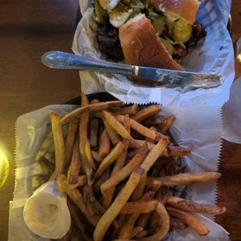 Purslane Eatery - Nashville hot chicken sandwich and large order of fries - Burgers Near Me - Wakefield, Rhode Island