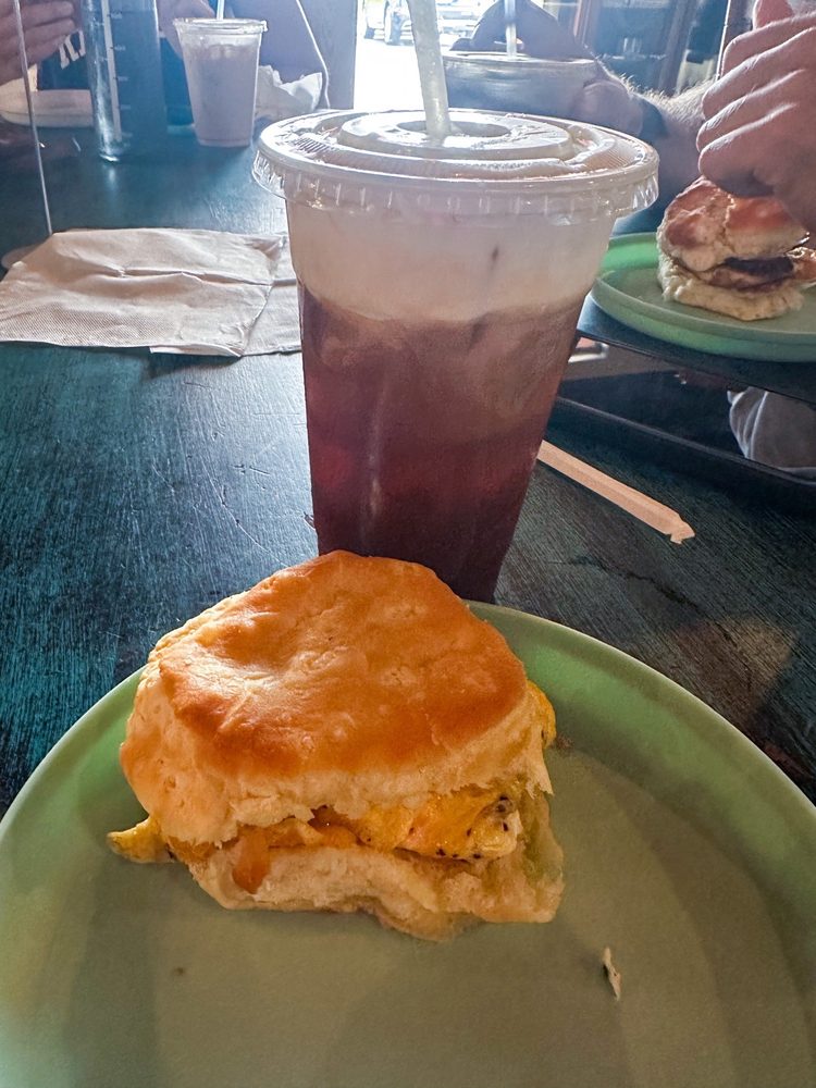 Cold Brew with Sweet Cream Foam and Southern Biscuit with Egg and