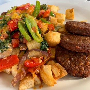 Bea Bea’s - Not a Scramble with Morning Star veggie sausage patties - Coffee & Tea Near Me - Glendale, California Bea Bea’s - Not a Scramble with Morning Star veggie sausage patties - Coffee & Tea Near Me - Glendale, California