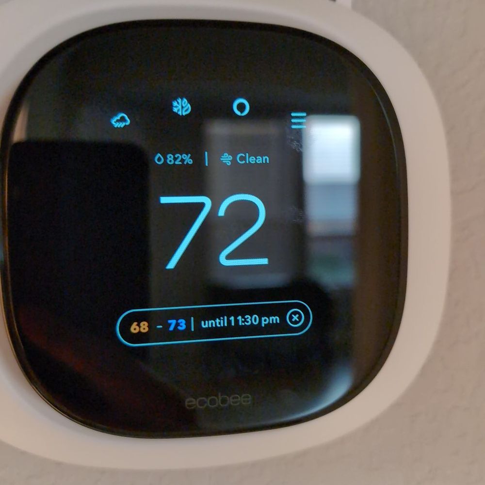 I put his business card on top of the thermostat. I put his business card on top of the thermostat.