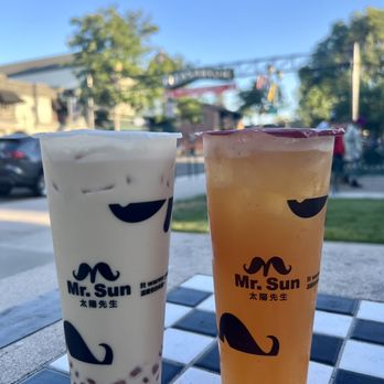 Mr. Sun - Pleasanton - Left: strawberry boba milk tea. Right: nonalcoholic green tea Heineken - Bubble Tea Near Me - Pleasanton, California Mr. Sun - Pleasanton - Left: strawberry boba milk tea. Right: nonalcoholic green tea Heineken - Bubble Tea Near Me - Pleasanton, California