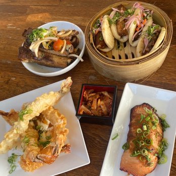 Star Noodle - Adobo ribs, pork buns, Kim chee, miso salmon and shrimp tempura - Asian Fusion Near Me - Lahaina, Hawaii