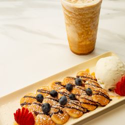Qargo Coffee - Mini dutch pancakes and an iced latte, the perfect combo