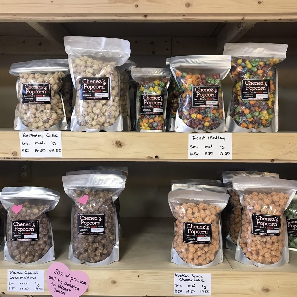 Chenez's Popcorn - Mama Claud's Cocomellow Popcorn was made for the owners friend that passed from Breast Cancer, she loved the old school candy Mallo Cups. - Candy Stores Near Me - Lockport, New York Chenez's Popcorn - Mama Claud's Cocomellow Popcorn was made for the owners friend that passed from Breast Cancer, she loved the old school candy Mallo Cups. - Candy Stores Near Me - Lockport, New York