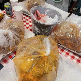 Lowcountry South Loop - Crawfish (top 3 bags) and shrimp (bottom) - Cajun/Creole Near Me - Chicago, Illinois