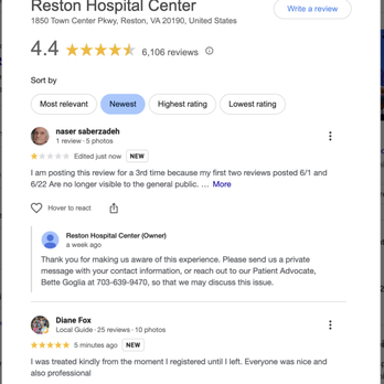 Reston Hospital Center - 3rd time review was posted - Hospitals Near Me - Reston, Virginia Reston Hospital Center - 3rd time review was posted - Hospitals Near Me - Reston, Virginia