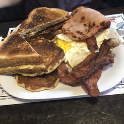 Country breakfast with pancakes