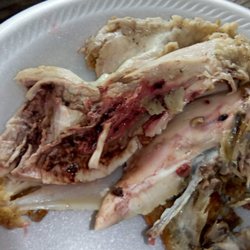KFC - Raw uncooked chicken breast was in our bucket purchased for our family reunion. Disgusting!
