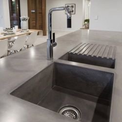 Custom Concrete Countertops - Natural Concrete sink and countertop
