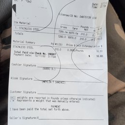 My receipt