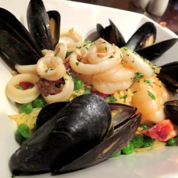 Explorer's Lounge - Orzo Paella (with Shrimp, Mussels, Calamari, and Chorizo) - New American Near Me - Baltimore, Maryland