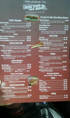 Menu photo 7 Lefty's Cheesesteaks Livonia, MI