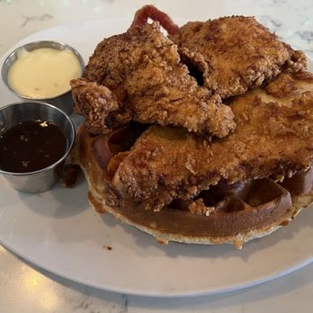 Mom's Kitchen & Bar - Chicken & Bacon Waffle - Comfort Food Near Me - New York, New York