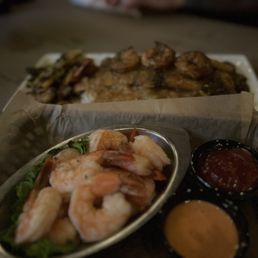 Shrimp Cocktail And Red Fish étouffée.