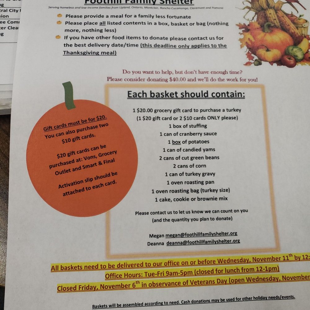 Foothill Family Shelter - Please PLEASE feed another family.. donate anywhere you can. - Homeless Shelters Near Me - Upland, California Foothill Family Shelter - Please PLEASE feed another family.. donate anywhere you can. - Homeless Shelters Near Me - Upland, California