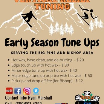 Vertical Relief Tuning - Early Season Tune Ups, Prices and details - Ski & Snowboard Shops Near Me - Big Pine, California