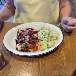 Slice of Pizza , build your own & add toppings you want. Came with a salad. Slice of Pizza , build your own & add toppings you want. Came with a salad.