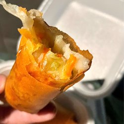 San Wok Express - Inside of a fried spring roll