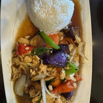 Top Thai - Eggplant rice plate - Thai Near Me - Castro Valley, California