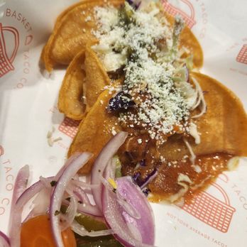 Rodeo 72 - Tasty tacos de papa al vapor  So much flavor! Simple eats!  From Basket taco co. - Food Court Near Me - Whittier, California