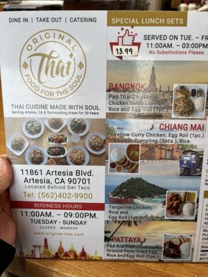 Menu photo 8 Original Thai Artesia, CA