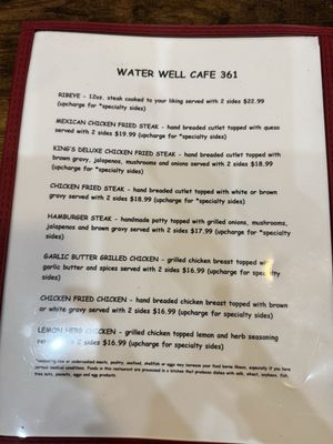 Menu photo 2 The Water Well Cafe Victoria, TX