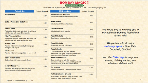 Menu photo 3 Bombay Magic Florence, KY