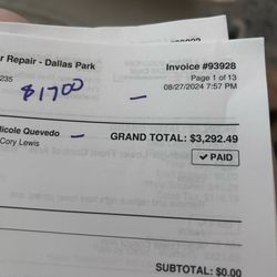 Autoscope of Dallas - European Car Service - Autoscope Repair Invoice 8-2024