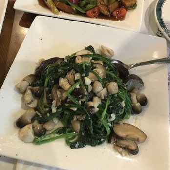Veggie Heaven - Sautéed spinach and garlic I added the mushrooms - Kosher Near Me - Teaneck, New Jersey Veggie Heaven - Sautéed spinach and garlic I added the mushrooms - Kosher Near Me - Teaneck, New Jersey