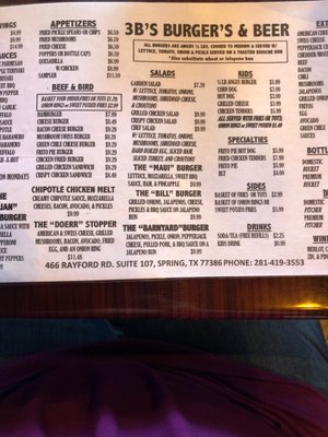 Menu photo 6 3B's Burgers & Beer Spring, TX Menu photo 6 3B's Burgers & Beer Spring, TX