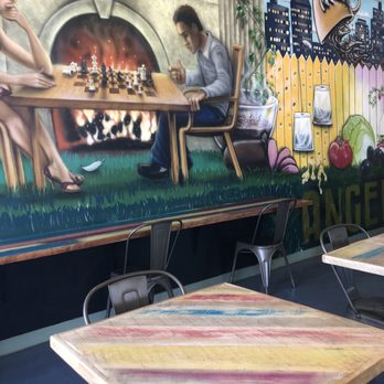 Angee B'z Subs - Colorful interior artwork and tables - Wraps Near Me - Hartford, Wisconsin Angee B'z Subs - Colorful interior artwork and tables - Wraps Near Me - Hartford, Wisconsin