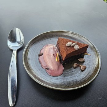 Root Down - Chocolate Tahini Torte - New American Near Me - Denver, Colorado Root Down - Chocolate Tahini Torte - New American Near Me - Denver, Colorado