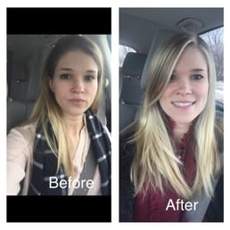 Before and after. Partial highlight, gloss and cut. Before and after. Partial highlight, gloss and cut.