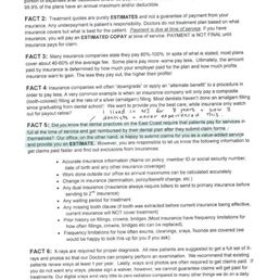 Handout from All In One Dental on "Insurance 101". Note "FACT 5" is in my experience, completely false. Handout from All In One Dental on "Insurance 101". Note "FACT 5" is in my experience, completely false.