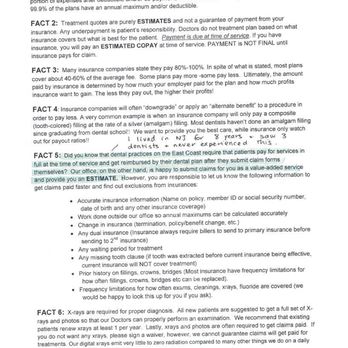 All In One Dental Innovations - Handout from All In One Dental on "Insurance 101". Note "FACT 5" is in my experience, completely false. - Cosmetic Dentists Near Me - Dublin, California All In One Dental Innovations - Handout from All In One Dental on "Insurance 101". Note "FACT 5" is in my experience, completely false. - Cosmetic Dentists Near Me - Dublin, California