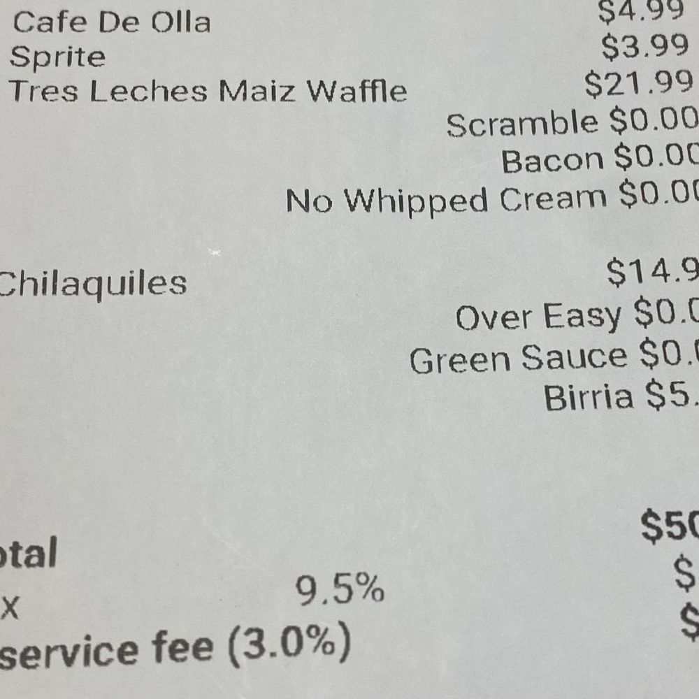 SeD Cocina - Receipt with additional card fee - Mexican Near Me - Montclair, California SeD Cocina - Receipt with additional card fee - Mexican Near Me - Montclair, California