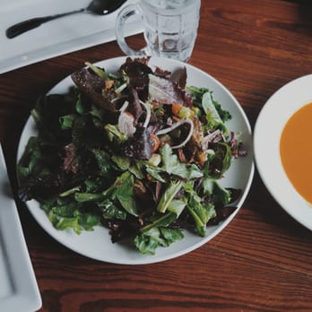 The Shanty - Homemade Tomato Soup and Salad with Pork Croutons, Goat Cheese & Beet Salad. - New American Near Me - Warwick, Rhode Island