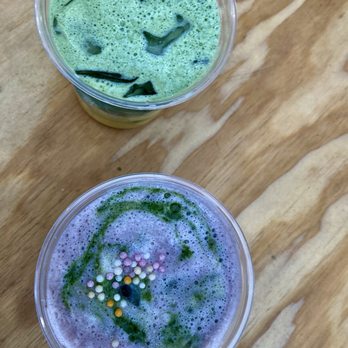 KIJITORA - Mango matcha (top) and adzuki bean matcha (bottom) - Cafes Near Me - New York, New York KIJITORA - Mango matcha (top) and adzuki bean matcha (bottom) - Cafes Near Me - New York, New York