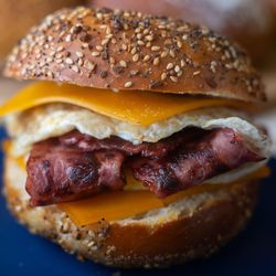 Lord's Bagels - Turkey bacon , egg and cheese on a Everything Bagel!!