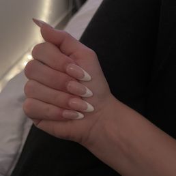 Right hand Gel X - almond shape- French  Done by Ann