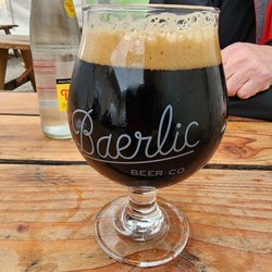 Baerlic Brewing Beer Hall - The Water of life in 2 forms - Nighthowler stout and topo chico.