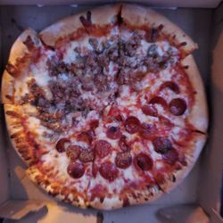 Pontillo's Pizza - Half sausage, half pepperoni.