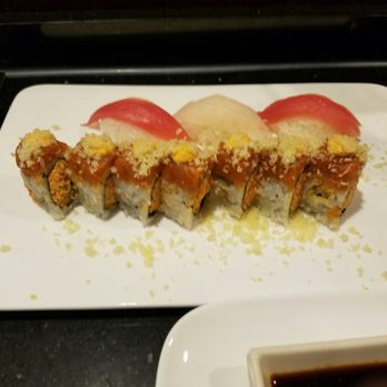 Sushi Masa - Double spicy roll (front) tuna, red snapper, tuna (back) all off the all you can eat - Sushi Bars Near Me - Baton Rouge, Louisiana Sushi Masa - Double spicy roll (front) tuna, red snapper, tuna (back) all off the all you can eat - Sushi Bars Near Me - Baton Rouge, Louisiana