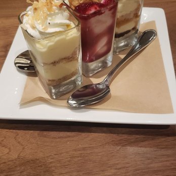 Seasons 52 - 3 seperate desserts...all delicious, many more to choose from. - New American Near Me - Paramus, New Jersey