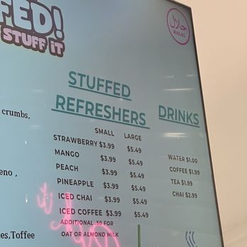 Get Stuffed - Refreshment Menu size Small or Large. What's dessert without a refreshment drink - Ice Cream & Frozen Yogurt Near Me - New York, New York