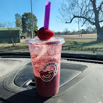Rainbow Bowls - This is PB chocolate smoothie before I finished it. It reminded me over PB and J. - Acai Bowls Near Me - Broken Arrow, Oklahoma