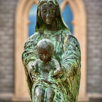 New Clairvaux Vineyard - Immaculate Heart Virgin Mary holding baby Jesus outside of the church. - Wineries Near Me - Vina, California New Clairvaux Vineyard - Immaculate Heart Virgin Mary holding baby Jesus outside of the church. - Wineries Near Me - Vina, California