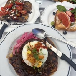 Top Left: Balsamic Grilled Eggplant Center: Loco Moco Top Right: Marnier